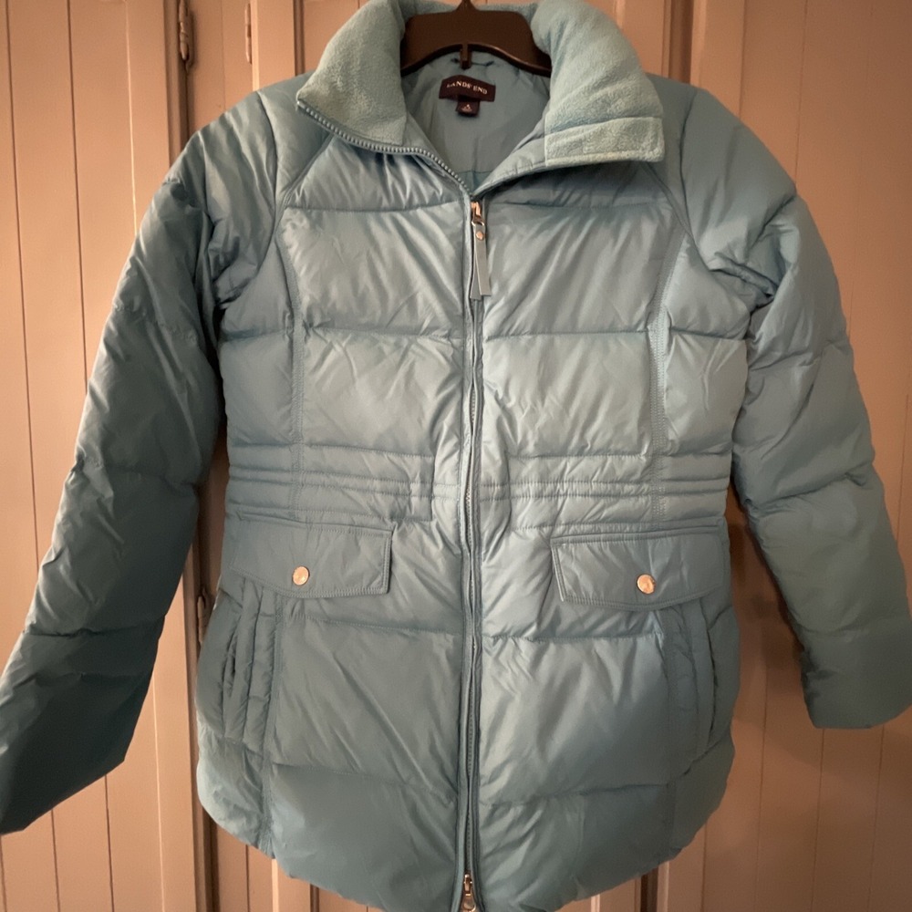 Lands End Ladies 6-8 Teal Puffer Jacket‎ EUC